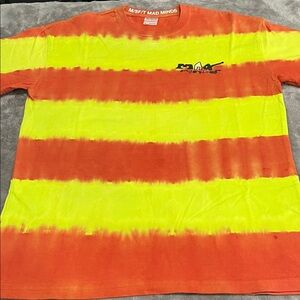 Vintage Y2K mad minds M/SF/T Orange and Yellow Striped T-Shirt